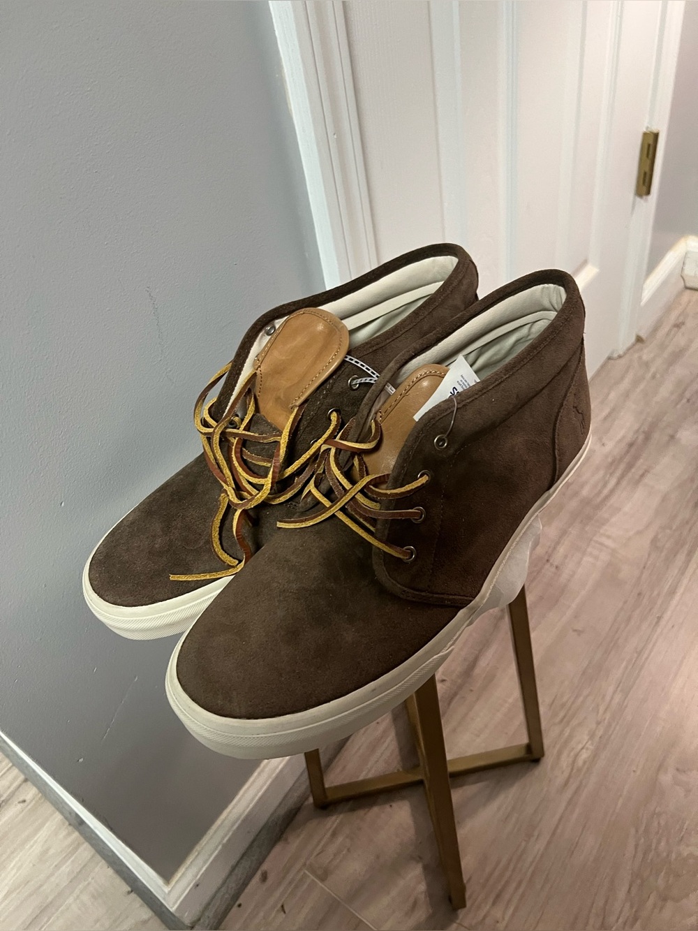 Polo by Ralph Lauren Brown Suede Chukka Boots with Tan Tongue
